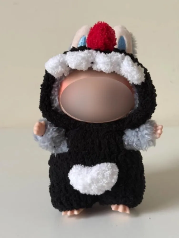 for LBB/bubu Doll – Handcrafted Macaron Dinosaur Angel Outfit for Standing Vinyl Figures (17cm) with Sparkle Accents (Black)
