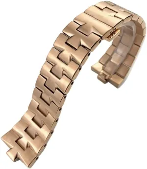 for VACHERON CONSTANTIN Strap Overseas Quick Release Connection Solid Stainless Steel Bracelet Watch Band (Color : Rose Gold, Size : 24x8mm)