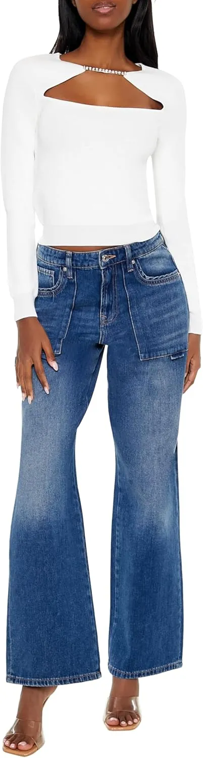 Forever 21 Women's Faux Gem Cutout Sweater