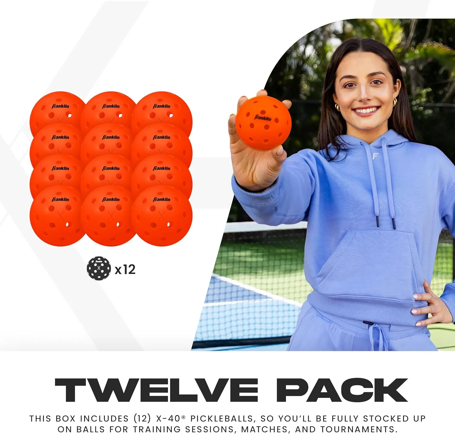 Franklin Sports X-40 Outdoor Pickleballs - Official Ball of USA Pickleball, APP Tour   Pickleball US Open - 3 Packs, 12 Packs, 36 Pickleball Buckets, 50, 100   400 Bulk Packs of Regulation Pickleballs