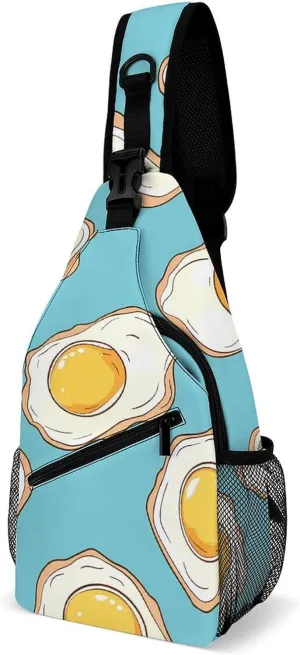 Fried Eggs Breakfast Fashion Chest Bag for Men Small Sling Bag Backpack Crossbody Travel Hiking Daypack
