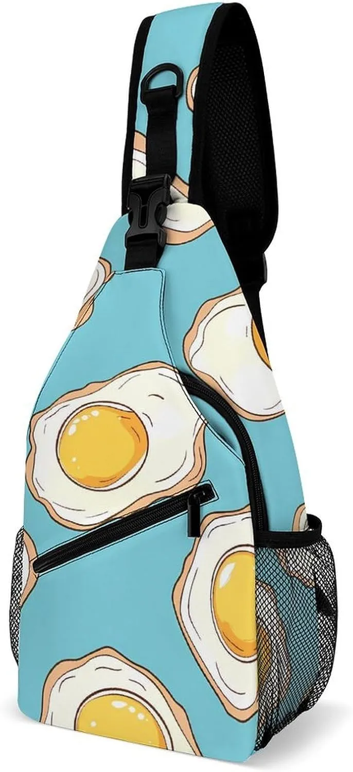 Fried Eggs Breakfast Fashion Chest Bag for Men Small Sling Bag Backpack Crossbody Travel Hiking Daypack