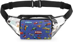 Funny Cars Clear Fanny Pack Stadium Approved Clear Crossbody Belt Bag for Women Men Transparent Waist Bag with Adjustable Strap for Concerts Sports Events Travel