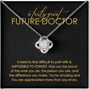 Future Doctor Necklace Silver Plated Love Knot Standard - Future Doctor - Doctor Med Student College Graduation Gift Necklace Jewelry