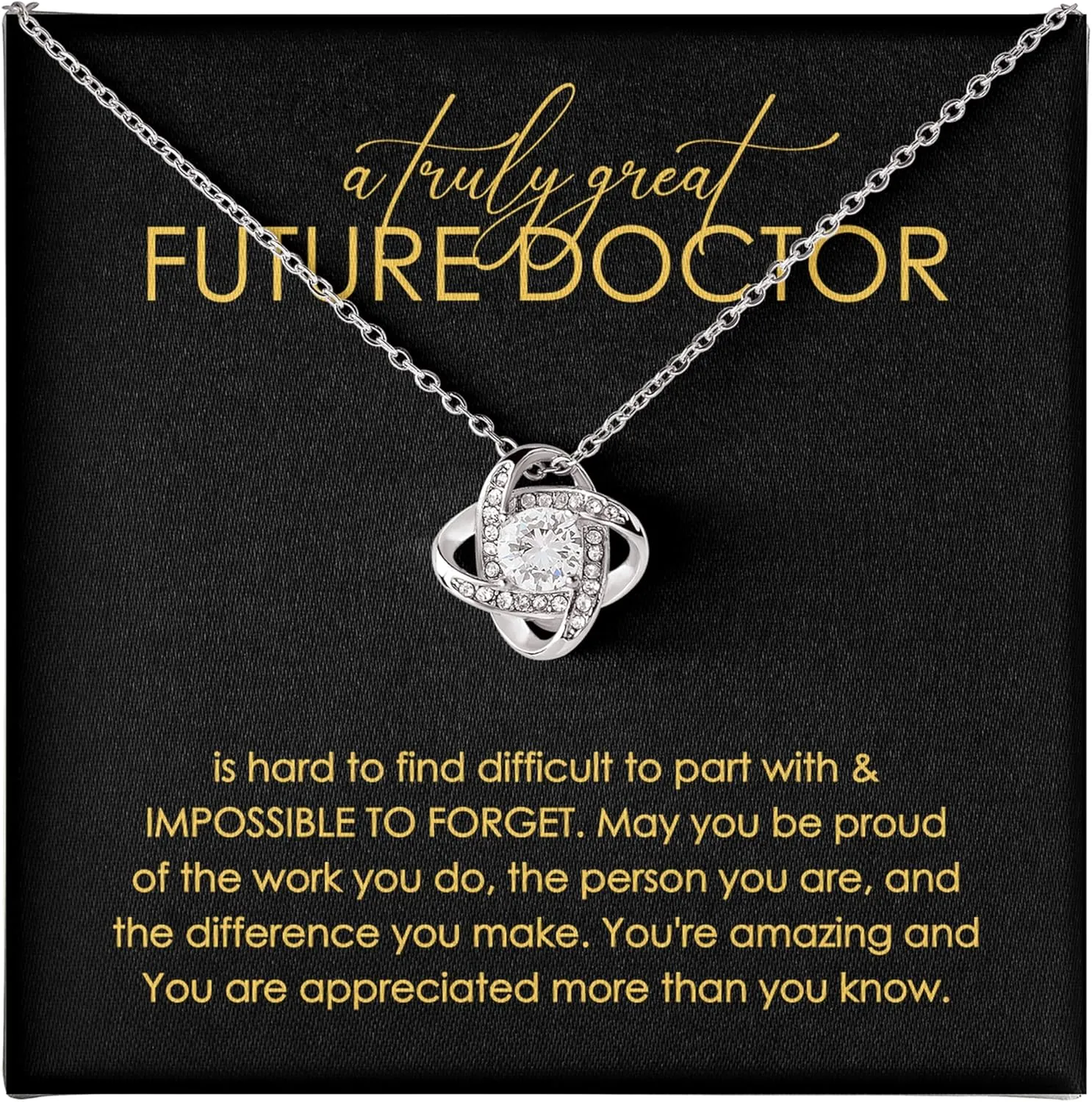 Future Doctor Necklace Silver Plated Love Knot Standard - Future Doctor - Doctor Med Student College Graduation Gift Necklace Jewelry