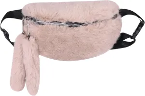 Fuzzy Fanny Pack for Women Faux Fur Belt Bum Bag with Adjustable Strap Waist Pouch Casual Crossbody Purse for Travel