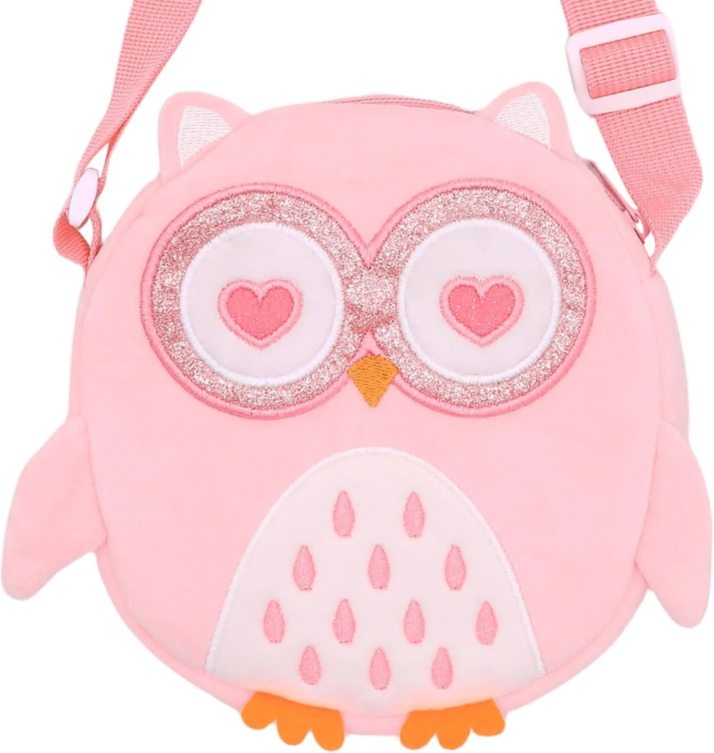 Fuzzy Owl Crossbody Purse Cute Plush Shoulder Bag for Girls Cartoon Animal Round Purse Coin Purse Kawaii Wallet