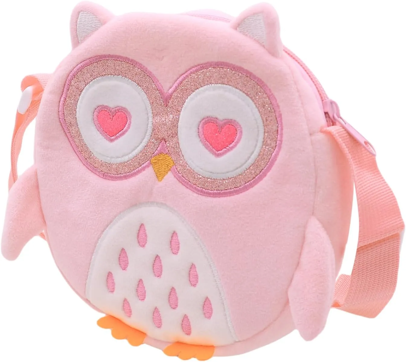 Fuzzy Owl Crossbody Purse Cute Plush Shoulder Bag for Girls Cartoon Animal Round Purse Coin Purse Kawaii Wallet