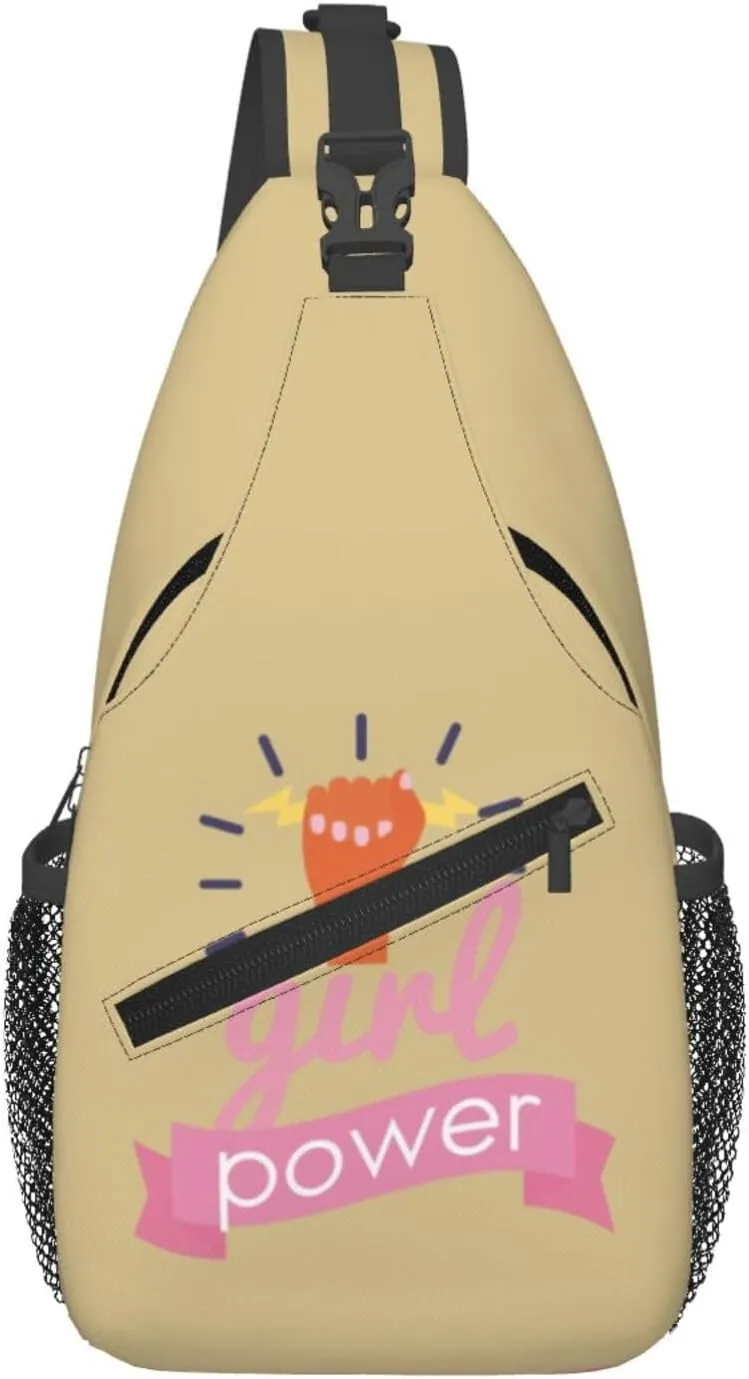 Girl Power Crossbody Bags For Women Men Chest Backpack Gym Shoulder Bag Travel Outdoor Sports Casual Crossbody Bags