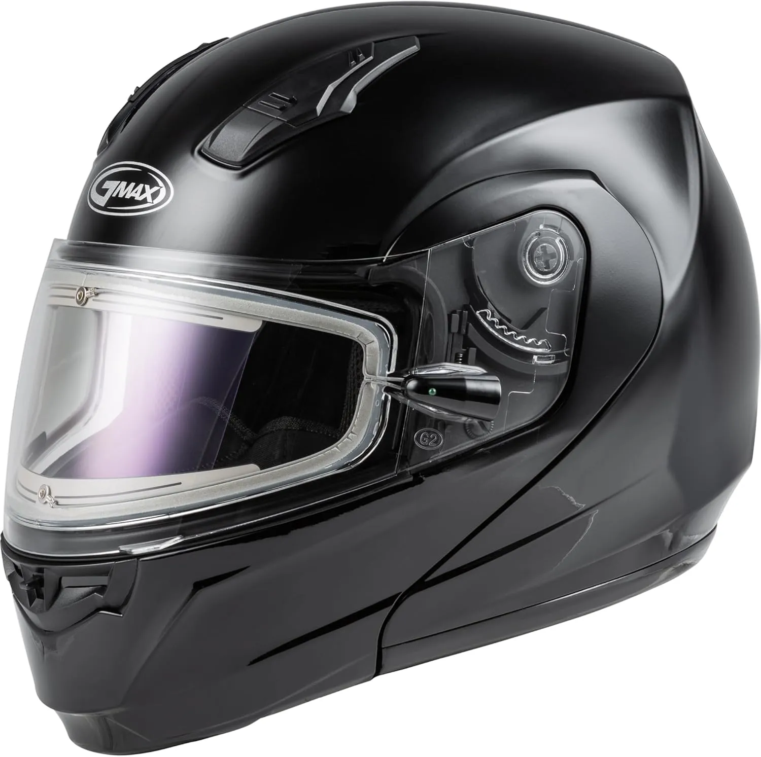GMAX MD-04S Snow Modular Helmet Solid w/Quick Release Buckle Electric Shield (Black, Medium) - FMVSS 218 Approved