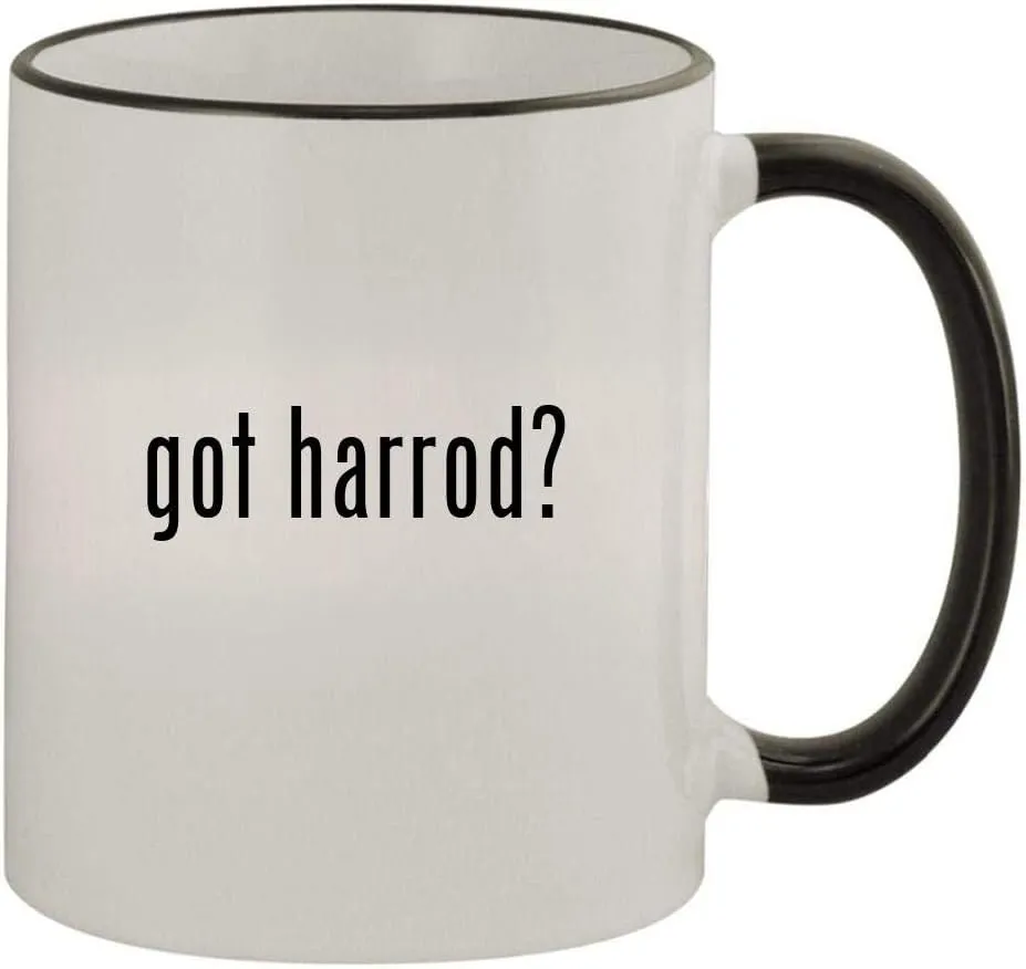 got harrod? - 11oz Colored Handle and Rim Coffee Mug, Black