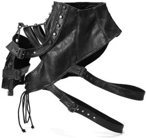 Gothic Shoulder Bag Fanny Pack Steampunk Leather Cover Purse Rivets Chain Crossbody Pouch Messenger Travel Hiking for Women