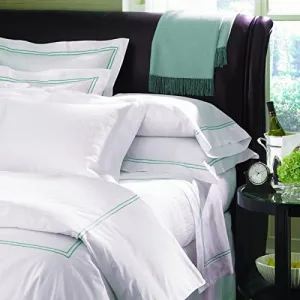 Grande Hotel Collection by Sferra - Full/Queen Flat Sheet 96x114 - White/Navy