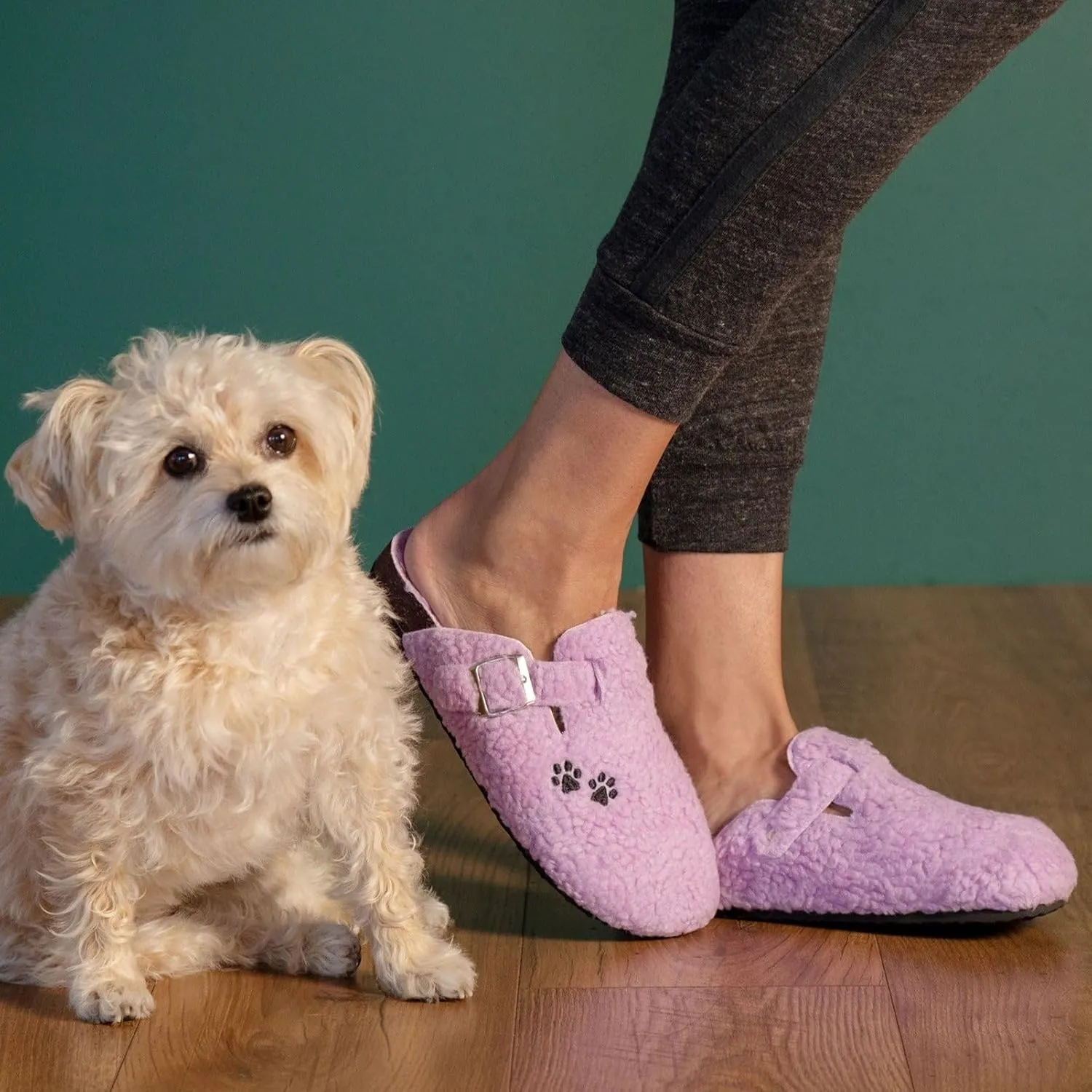 GreaterGood Paw Print Sherpa Clog Slippers