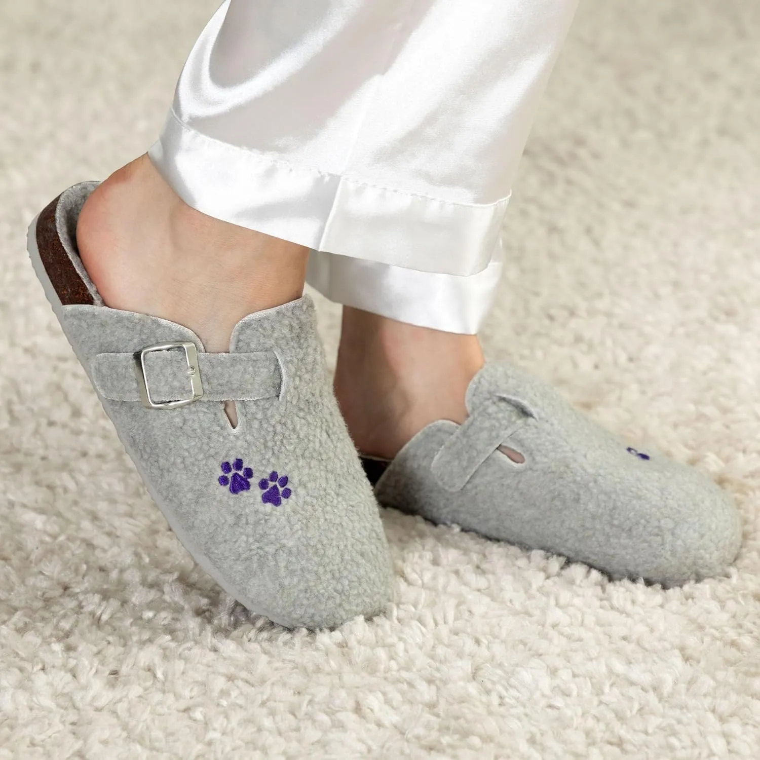 GreaterGood Paw Print Sherpa Clog Slippers