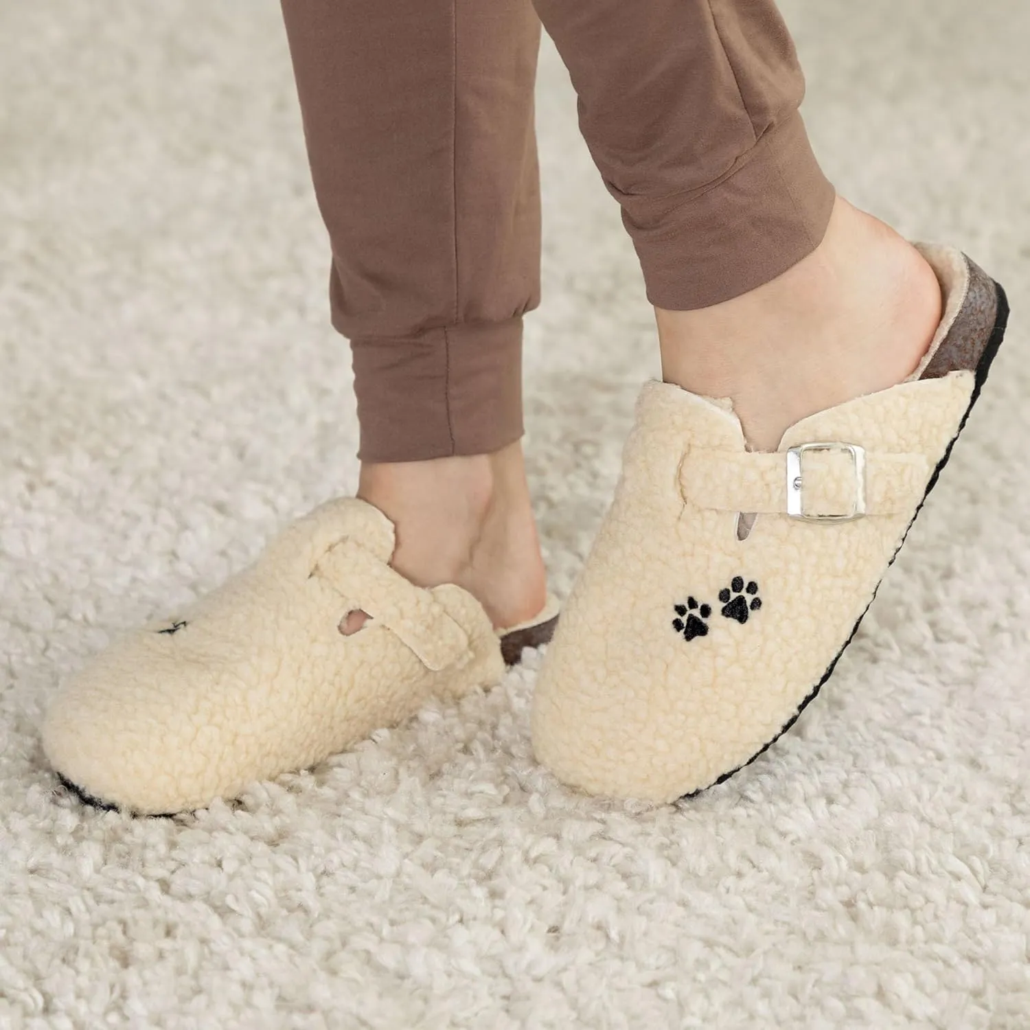 GreaterGood Paw Print Sherpa Clog Slippers