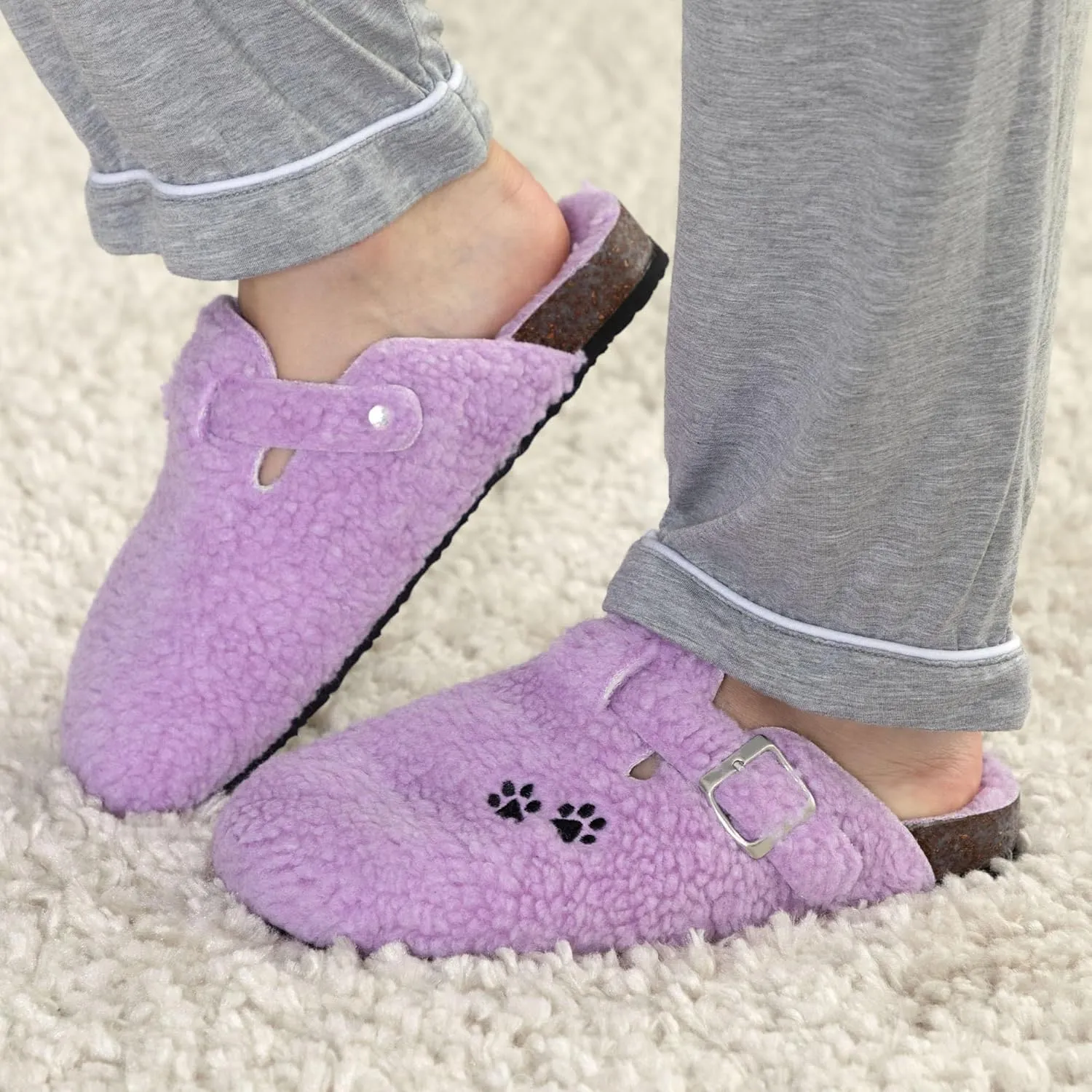 GreaterGood Paw Print Sherpa Clog Slippers