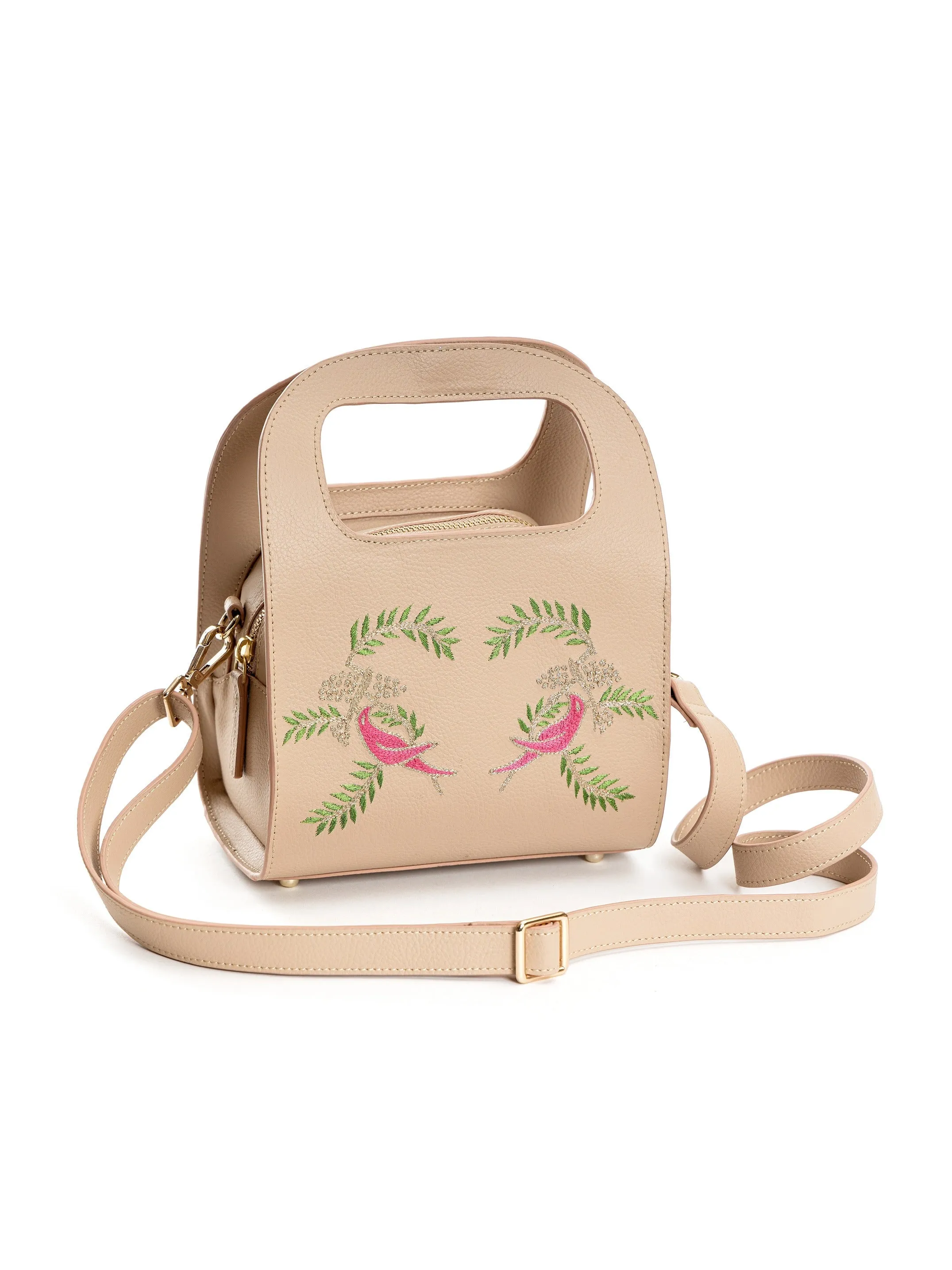 Green Hermitage Aphrodite Vegan Leather Satchel/Crossbody Bags (Almond)