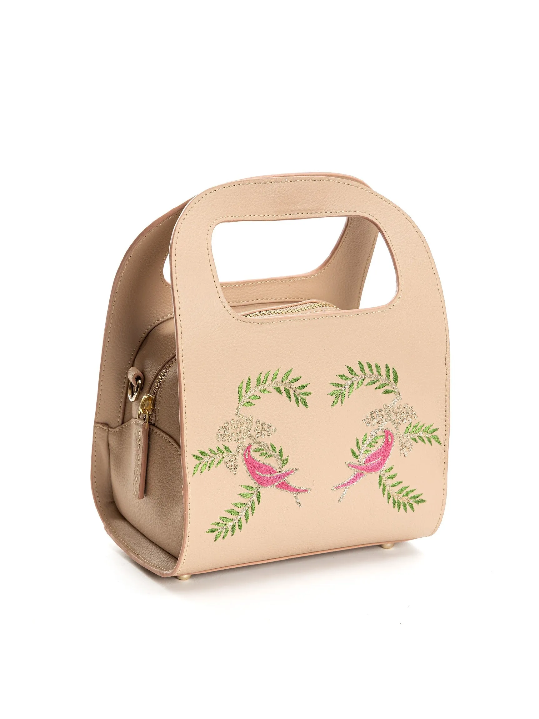 Green Hermitage Aphrodite Vegan Leather Satchel/Crossbody Bags (Almond)