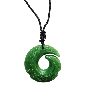 Green jade dragon pendant men women carved necklace