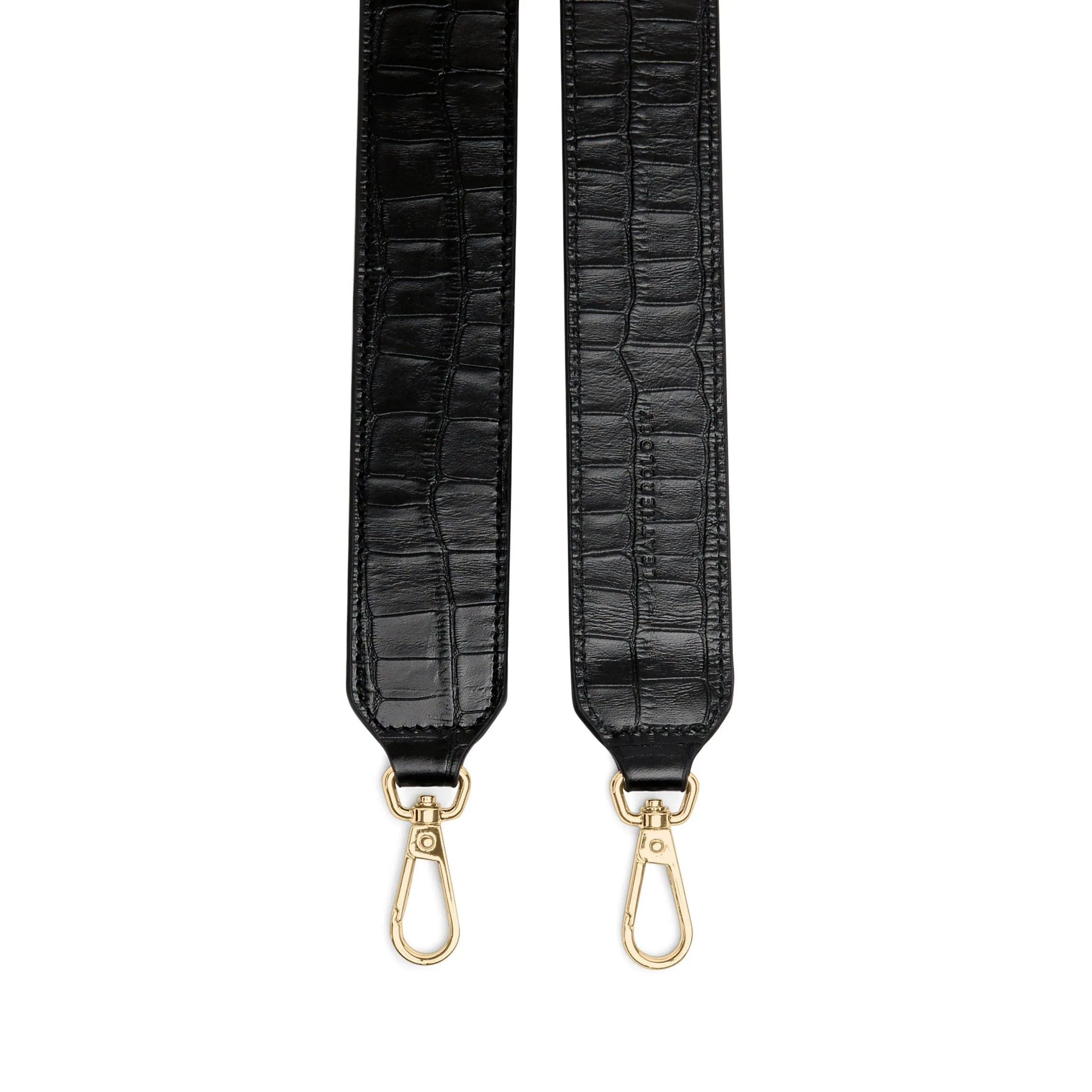 Guitar Short Crossbody Strap Black Croc