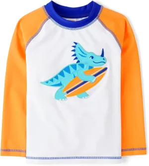 Gymboree Boys' and Toddler Embroidered Long Sleeve Rashguard