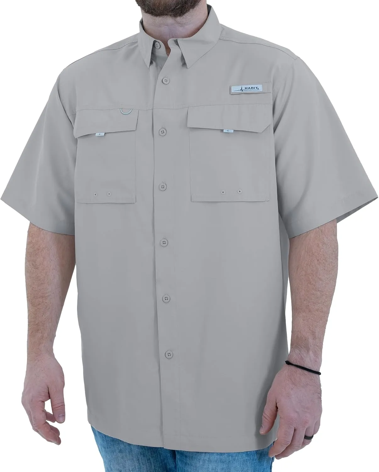HABIT Men’s Fourche Mountain Short Sleeve River Guide Fishing Shirt - UPF 40  UV Protection