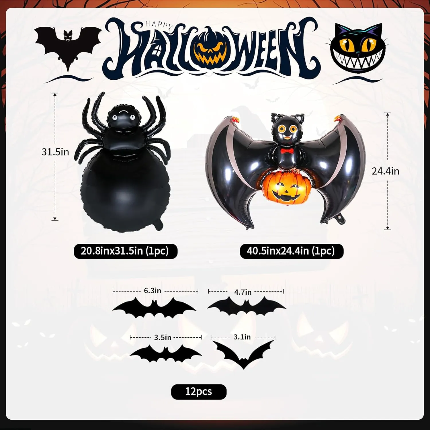 Halloween Balloons Garland Kit, Black Wine Red Balloons Arch Kit with Spider Bat Pumpkin Skull Foil Balloon, Pink Purple Macaron Balloons with 3D Fake Bats For Halloween Party Home Garden Decorations