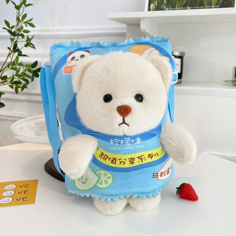 Hamburger Potato Chips Bear Cute Doll Pendant Crossbody Bags