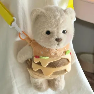 Hamburger Potato Chips Bear Cute Doll Pendant Crossbody Bags