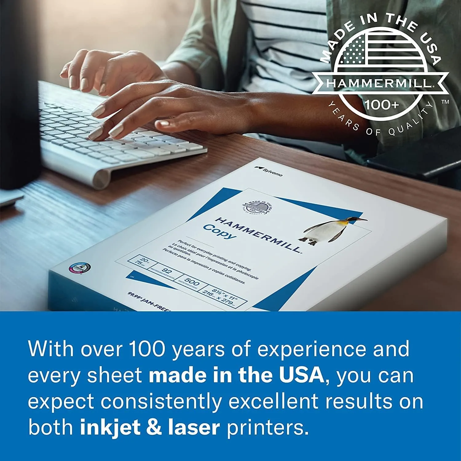 Hammermill Colored Paper, 20 lb Buff Printer Paper, 8.5 x 11-1 Ream (500 Sheets) - Made in the USA, Pastel Paper, 103325R