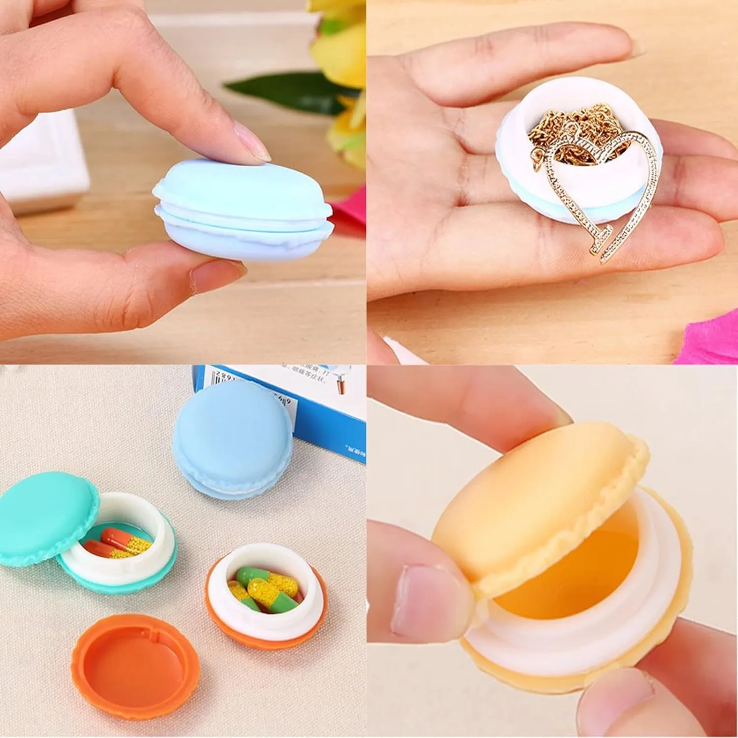 HAN SHENG 30 Pcs Cute Macaron Mini Storage Case Jewelry Box Case Jewelry Storage Container Earring Travel Organizer (Green)