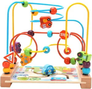 HANABASS 1Pc Beaded Maze Educational Round Beads Plaything for Enhances Color Recognition Imagination for Hand Eye Coordination Cognitive Development