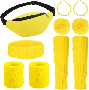 Haysandy 80s Costume Accessories for Women, Neon Leg Warmers Headband Wristbands Earrings Hair Rings for Cosplay