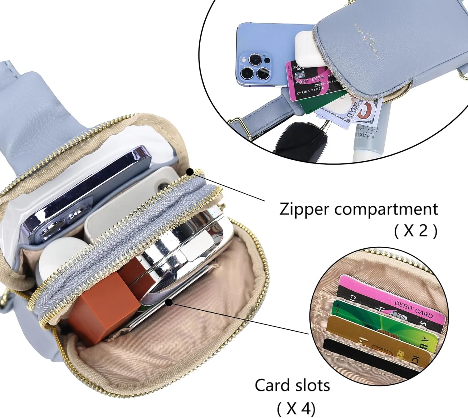 Haytijoe Touchscreen Sling Bag for Women Travel Crossbody Cell Phone Purse Anti Theft Cross Body Bag for Woman