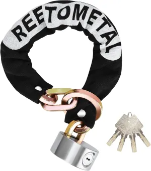 Heavy Duty Security Chain with Hidden Shackle Lock, 2 Foot x 3/8" Thick Hardened Steel Cut-Proof Anti-Theft Chain & Puck Lock for Motorcycles, Bikes, Trailers, Fences, Containers