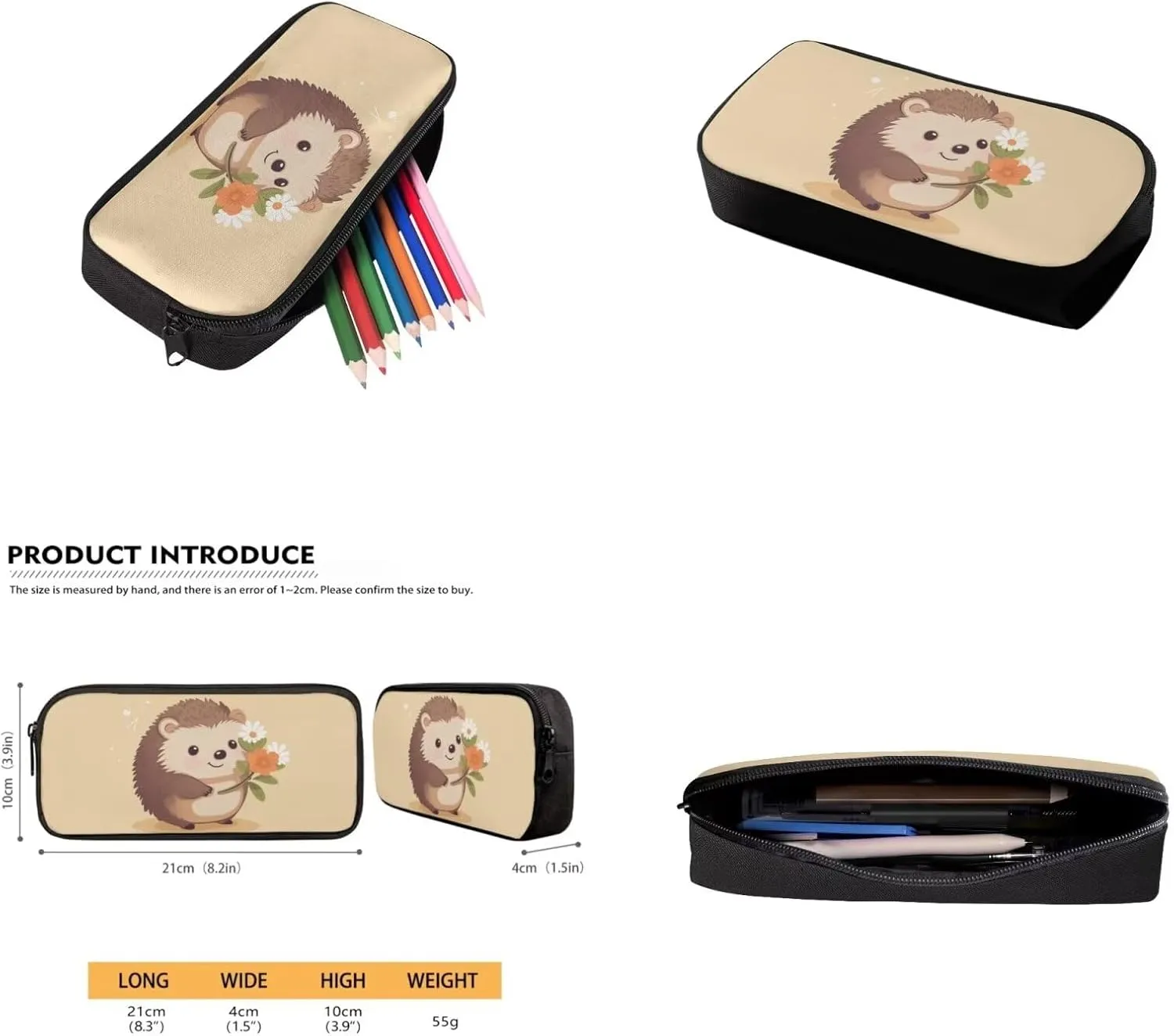 Hedgehog 4Pc Backpack Set for Girls Multi-Functional Crossbody School Bag for Teen Girl Portable Food Bag for Travel Work Office Climbing School 4pack
