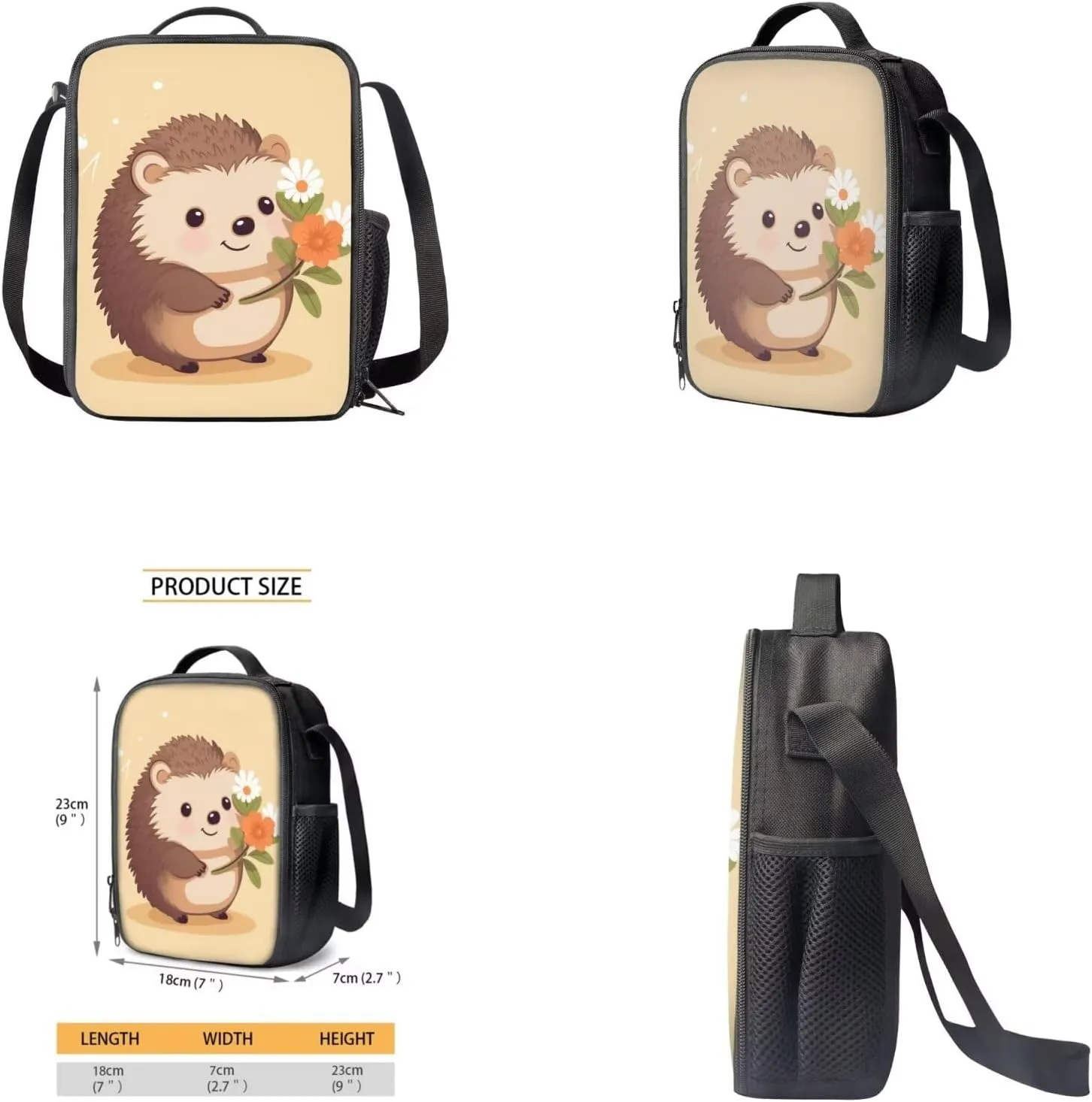 Hedgehog 4Pc Backpack Set for Girls Multi-Functional Crossbody School Bag for Teen Girl Portable Food Bag for Travel Work Office Climbing School 4pack