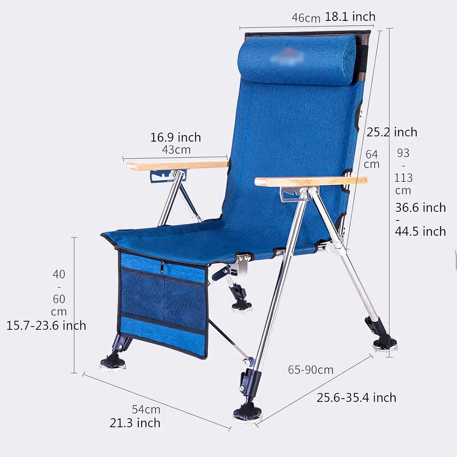 High Back Chair Fishing Chair Outdoor Camping Equipment Portable Foldable Reclining Multi-Functional Picnic Hiking Beach Stool Capacity 550 lbs Camping Chair