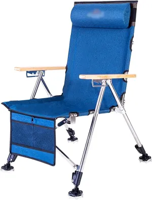 High Back Chair Fishing Chair Outdoor Camping Equipment Portable Foldable Reclining Multi-Functional Picnic Hiking Beach Stool Capacity 550 lbs Camping Chair
