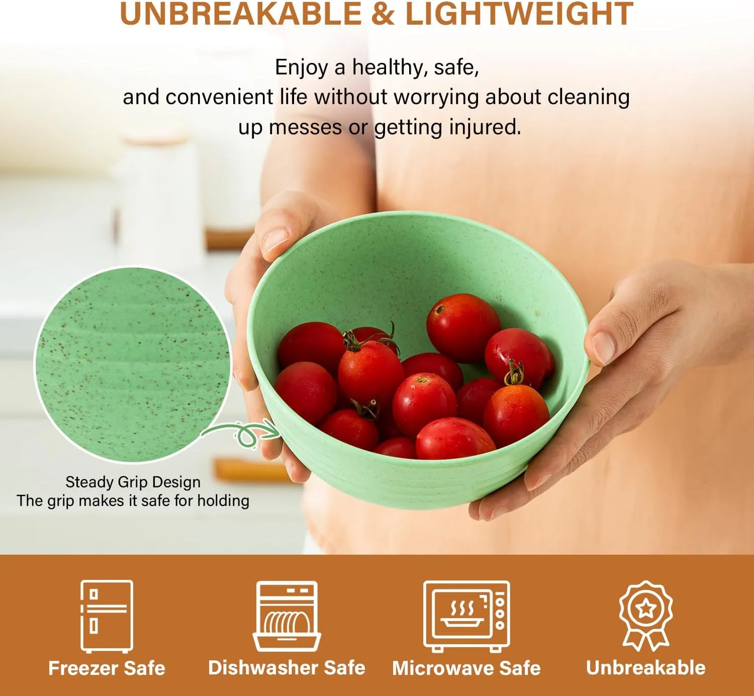Homienly Wheat Straw Cereal Bowls, Unbreakable Bowls for Kitchen, Camping, Party, 26 OZ Alternative to Plastic Bowl Set of 6, Microwave and Dishwasher Safe Bowl Set for Snack, Soup (Macaron Series)