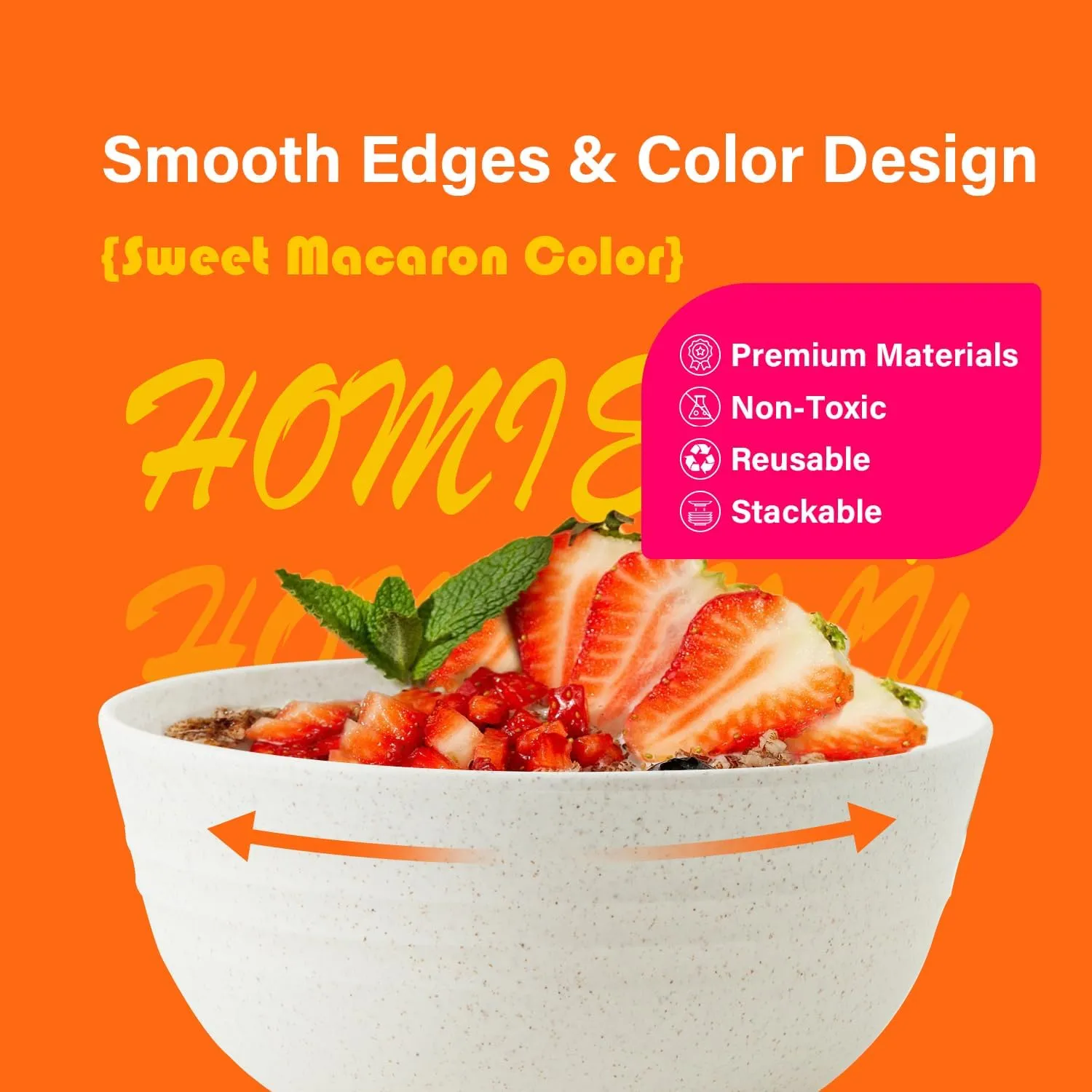 Homienly Wheat Straw Cereal Bowls, Unbreakable Bowls for Kitchen, Camping, Party, 26 OZ Alternative to Plastic Bowl Set of 6, Microwave and Dishwasher Safe Bowl Set for Snack, Soup (Macaron Series)