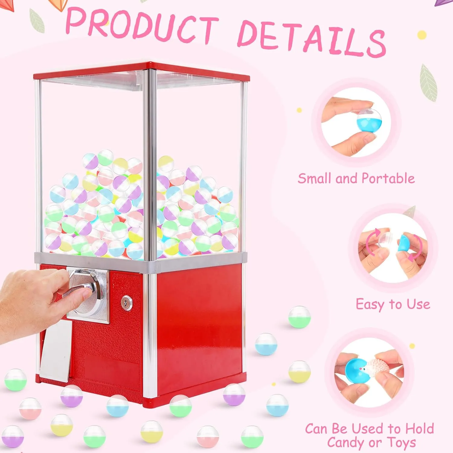 Honoson 500 Pcs Vending Machine Capsules 1.1" Gumball Machine Capsule Small Empty Toy Capsules Clear Colored Plastic Gumball Machine Containers for Toy Candy Party Favors(Macaron Colors,Round)