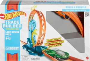 Hot Wheels Toy Car Track Set, Track Builder Unlimited Playset Loop Kicker Pack, 10 Track Component Parts & 1:64 Scale Vehicle