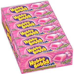 HUBBA BUBBA Gum Max Bubble Gum Bulk, Individually Wrapped, Original Flavor, 5 Count Packs, 18 Pack Bundle