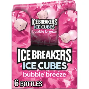 Ice Breakers Ice Cubes Bubble Breeze Sugar Free Chewing Gum Bottles, 3.24 oz (6 Count, 40 Pieces)