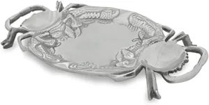 India Handicrafts, Aluminum 6" Round, Kitchen Grade, Silvertone Beaded, Champagne, Wine, Sparkling Water, Bottle Container, Dinner Party, Serving Bowl Tray