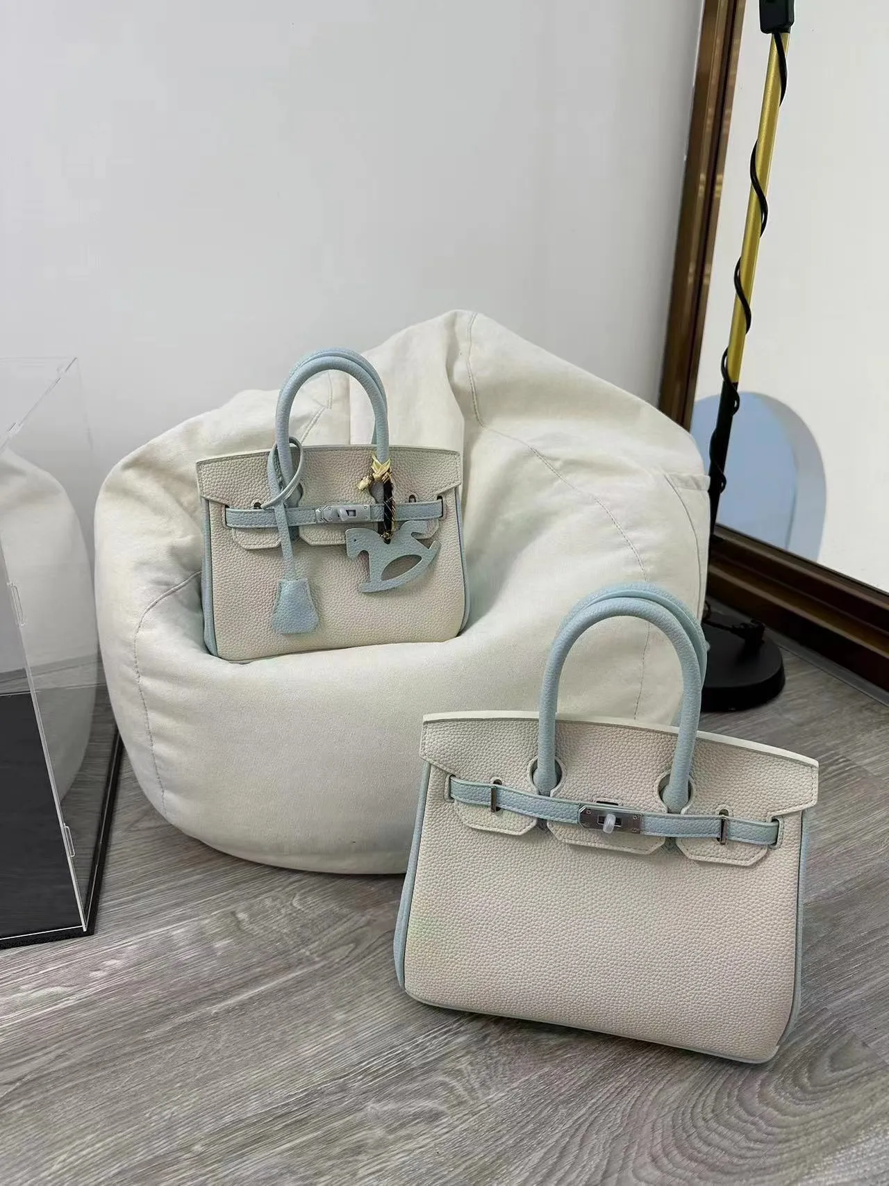 Inspired Bi Color Berkin Bag 20 25 | Silver Hardware
