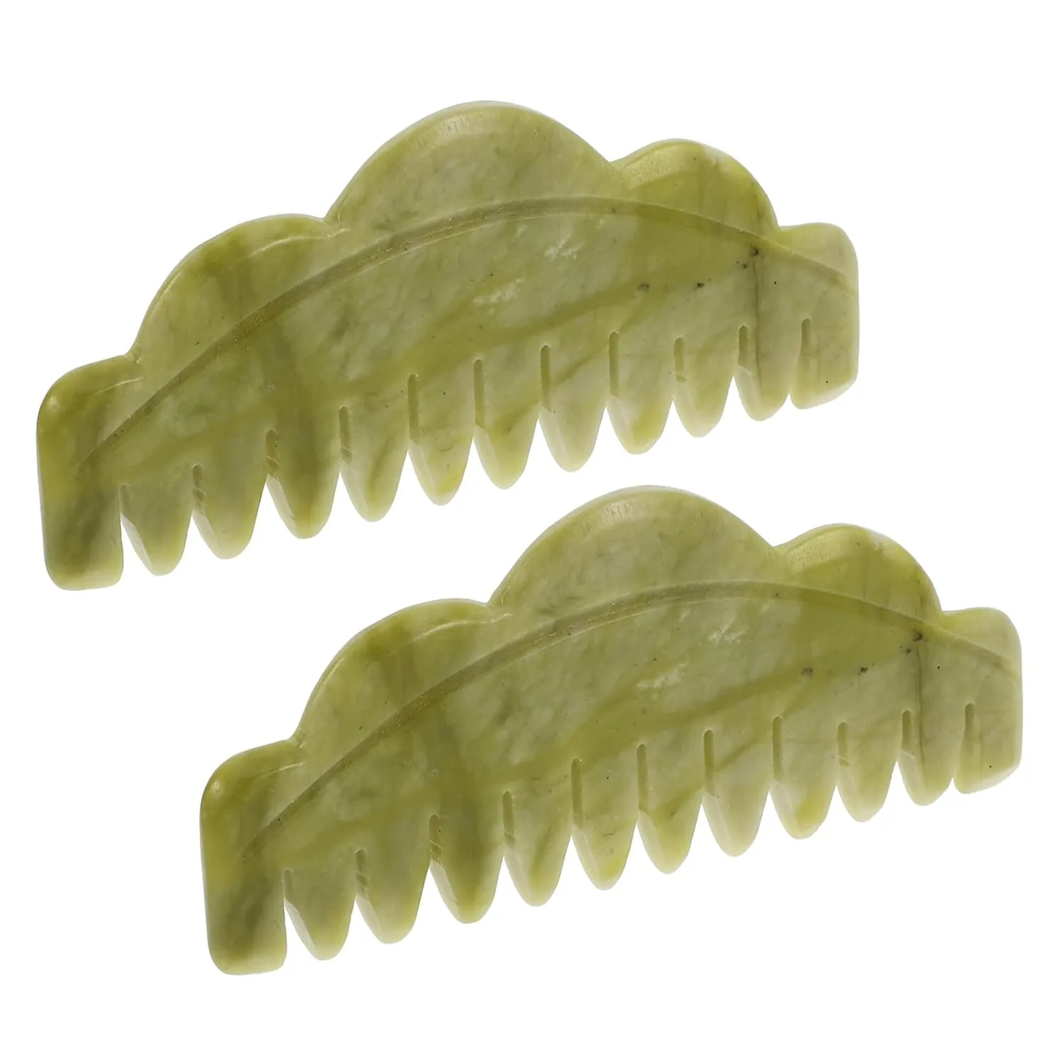 Jade Head Massager, 2 Pcs Multi-Functional Massager for Head Caring and Acupoint Treatment, Guasha Scraping Scalp Comb