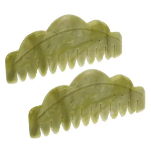 Jade Head Massager, 2 Pcs Multi-Functional Massager for Head Caring and Acupoint Treatment, Guasha Scraping Scalp Comb